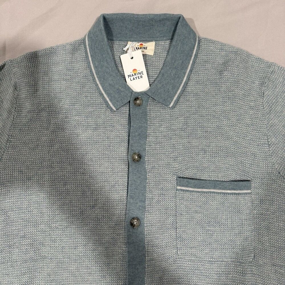 Marine Layer Shirt Men’s Button-Down Topaz/Vapor Polo - XL